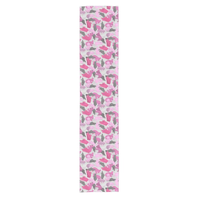 Silhouette Animal Camouflage Pink Short Table Runner (Front)