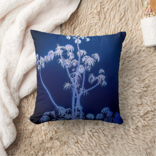 Silhouette Arbre En Blues Royales Jeter Oreiller