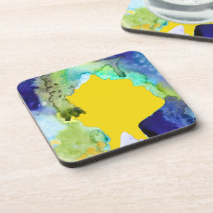 Silhouette art abstract watercolor coaster