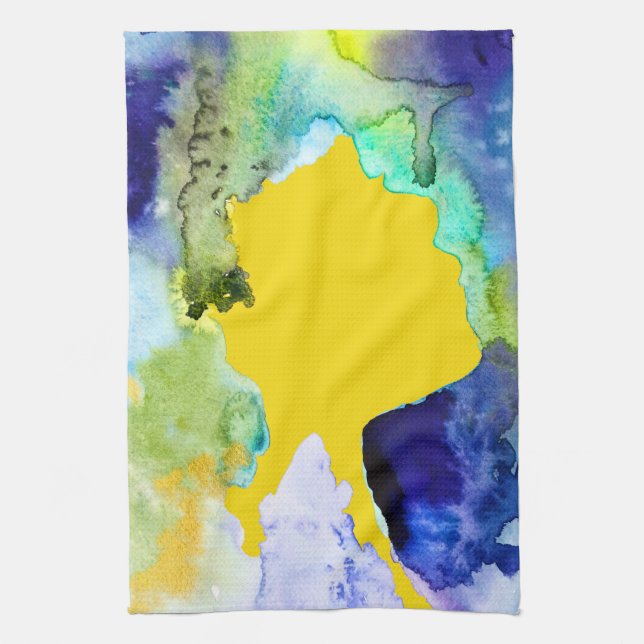 Silhouette art watercolor abstract kitchen towel (Vertical)