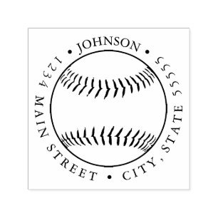 Silhouette Baseball Bat Return Label Self-inking Stamp