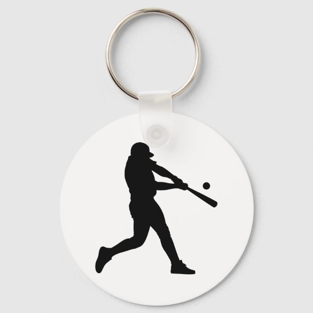 Silhouette Baseball Player Keychain (Front)