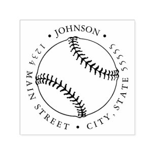 Silhouette Baseball Return Label Self-inking Stamp