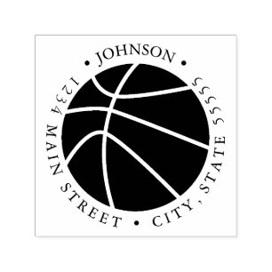 Silhouette Basketball Return Label Self-inking Stamp