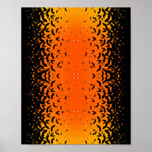 Silhouette Bats Vampire Dracula Halloween Pattern Poster