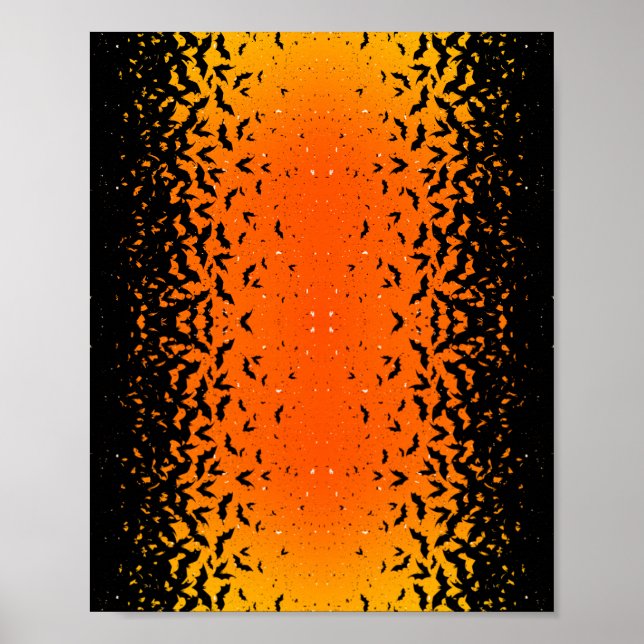 Silhouette Bats Vampire Dracula Halloween Pattern Poster (Front)