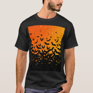 Silhouette Bats Vampire Dracula Halloween Pattern T-Shirt