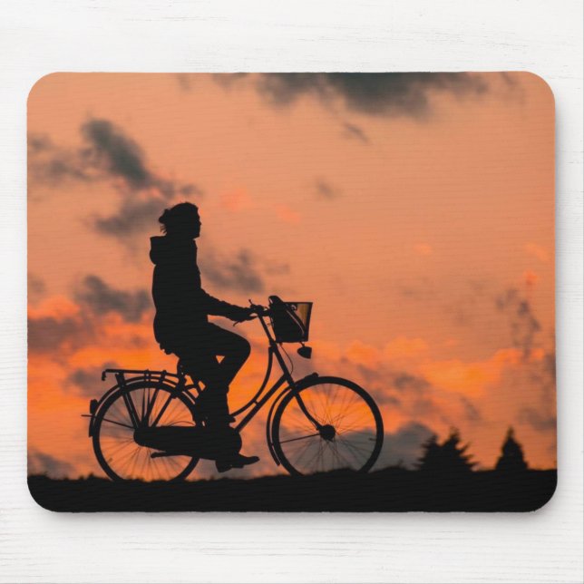 silhouette, bicycle, health mouse pad (Front)