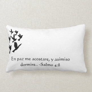 Silhouette birds Psalm 4:8 in spanish Salmos 4:8 Lumbar Pillow