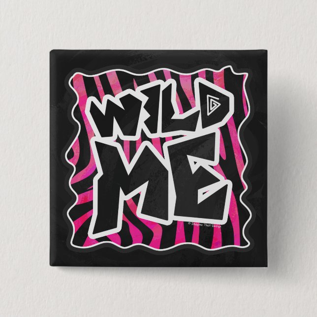 Silhouette Black and Hot Pink Zebra 2 Inch Square Button (Front)