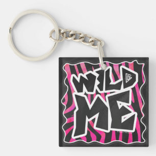 Silhouette Black and Hot Pink Zebra Keychain