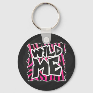 Silhouette Black and Hot Pink Zebra Keychain