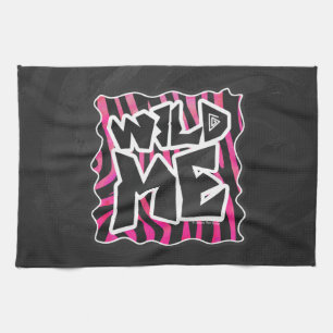 Silhouette Black and Hot Pink Zebra Kitchen Towel