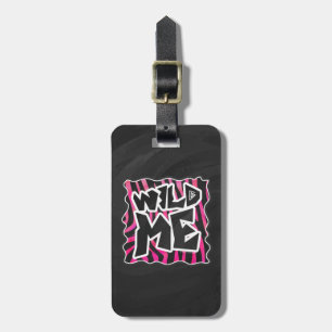 Silhouette Black and Hot Pink Zebra Luggage Tag