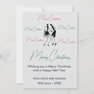 Silhouette, black and White Christmas Holiday Card