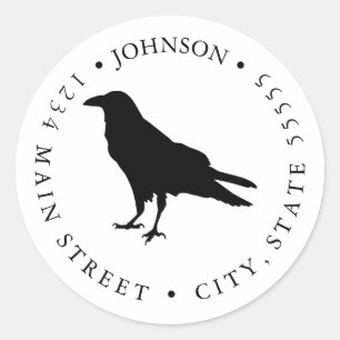 Silhouette Black and White Raven Return Label