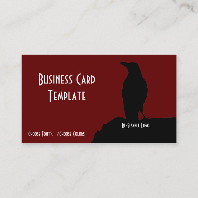 Silhouette Black Bird Crow Logo Business Card (Front)