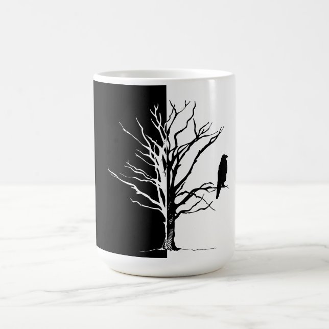 Silhouette Black Bird Raven Coffee Mug (Center)