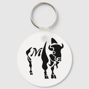 Silhouette Black Buffalo Monogram Keychain
