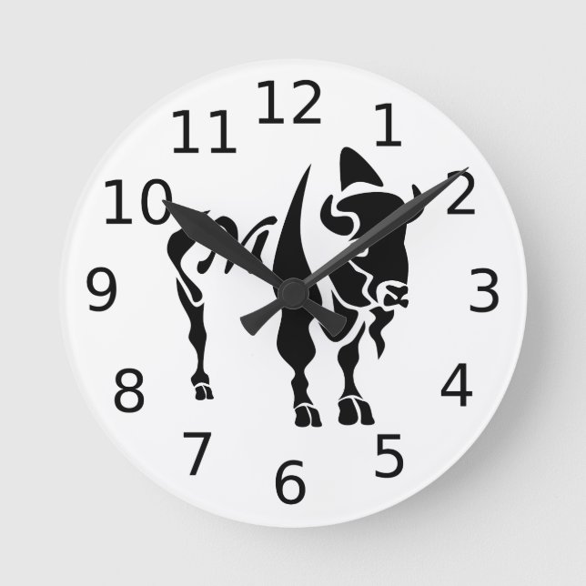 Silhouette Black Buffalo Monogram Round Clock (Front)