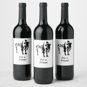 Silhouette Black Buffalo Monogram Wine Label