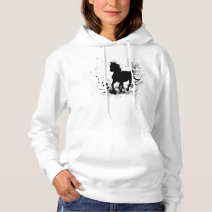 Silhouette, black horse hoodie