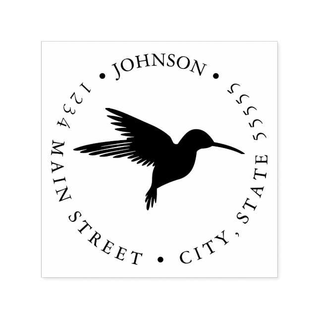 Silhouette Black Hummingbird Return Label Self-inking Stamp (Design)