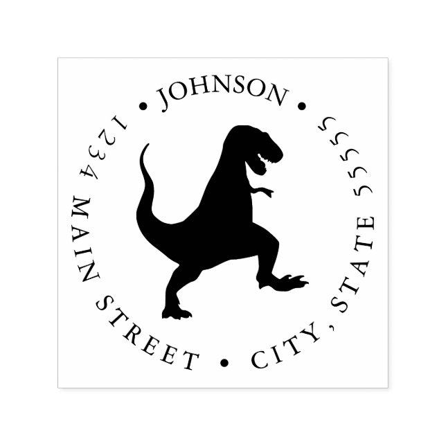 Silhouette Black Lizard Dinosaur Return Label Self-inking Stamp (Design)
