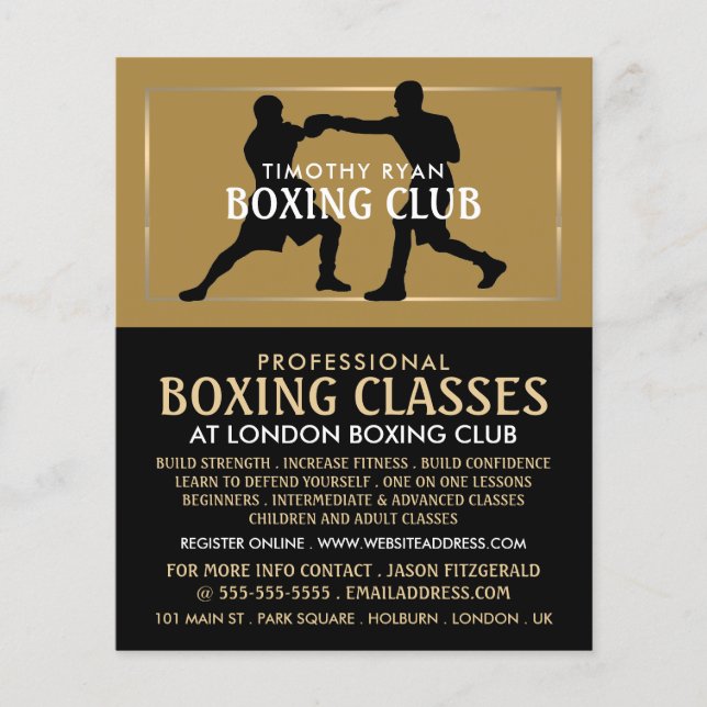 Silhouette Boxing Match, Boxing Class Advert Flyer (Front)