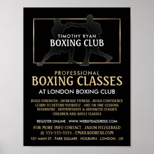 Silhouette Boxing Match, Boxing Class Advert Poster
