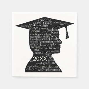 Silhouette Boy Graduate on White  Napkin