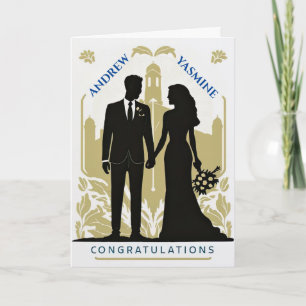 Silhouette Bridal Couple Personalized Wedding Card