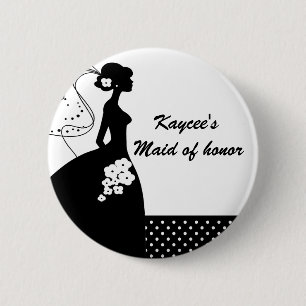 Silhouette Bride Bridal Party Maid of Honour 2 Inch Round Button