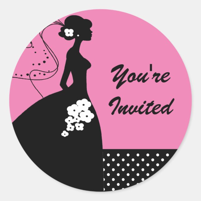Silhouette Bride Bridal Shower Sticker (Front)