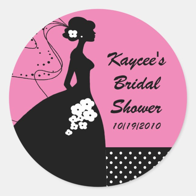 Silhouette Bride Bridal Shower Sticker (Front)