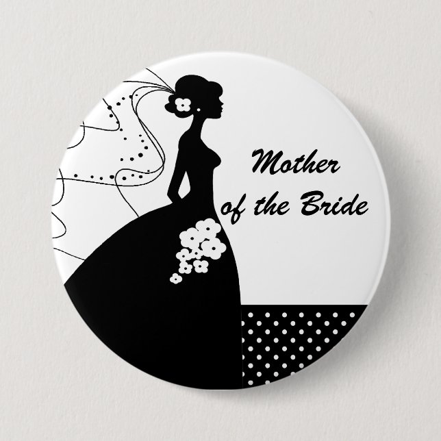 Silhouette Bride Mother of the Bride Button / Pin (Front)
