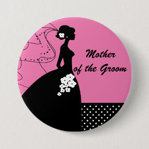 Silhouette Bride Mother of the Groom Button / Pin