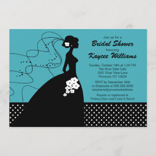 Silhouette Bride Turquoise Bridal Shower Invite