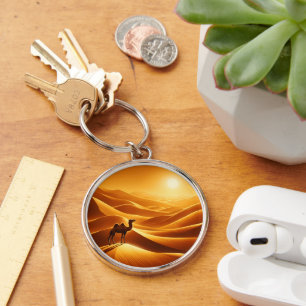 Silhouette camel sunny Egypt hot middle east Keychain