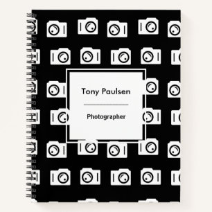 Silhouette camera white pattern black notebook