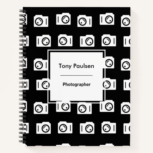 Silhouette camera white pattern black notebook (Front)