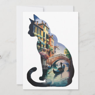 Silhouette cat painting art in Italy  Invitation