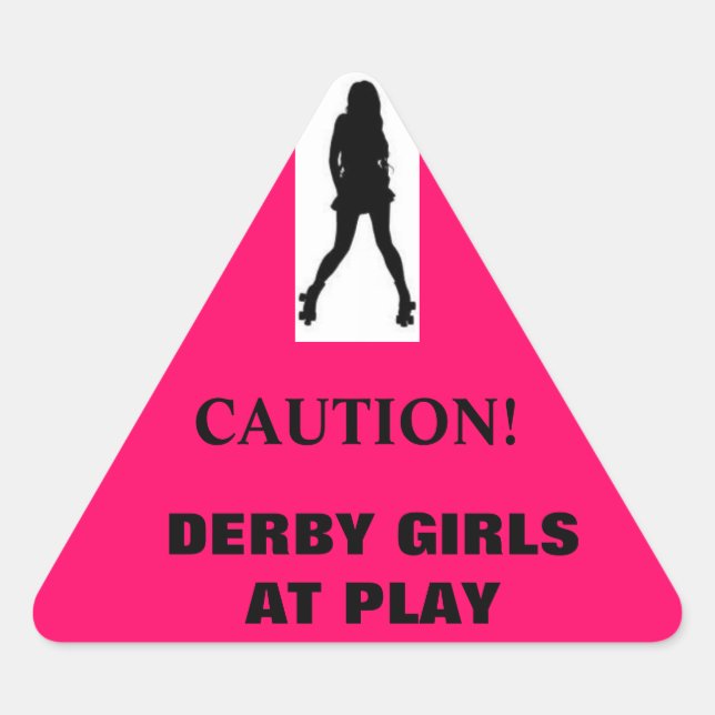 Silhouette, CAUTION!, DERBY GIRLS AT PLAY Triangle Sticker (Front)