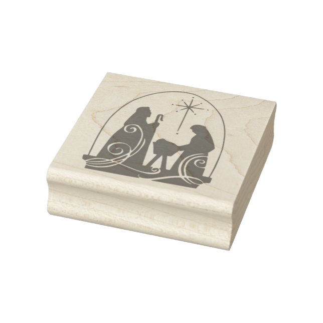 Silhouette Christmas nativity scene art stamp (Stamp)