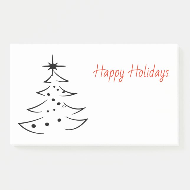 Silhouette Christmas Tree Happy Holidays Post-it Notes (Front)