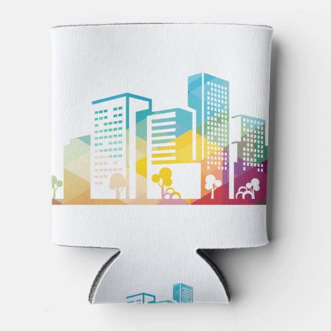 silhouette cityscape building icon colour city can cooler (Front)