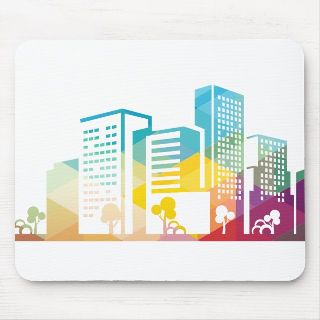 silhouette cityscape building icon colour city mouse pad (Front)