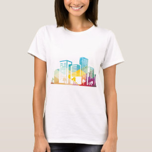 silhouette cityscape building icon colour city T-Shirt