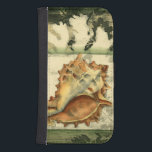 Silhouette Conch Shell Samsung S4 Wallet Case<br><div class="desc">Stay relaxed with this piece of contemporary art by Jennifer Goldberger. Her collection of seashell art is relaxing and inspirational. This piece of art focuses on a large Conch seashell surrounded by green coral reef. Get this beautiful ocean art today with a silhouette feel on your next product.</div>