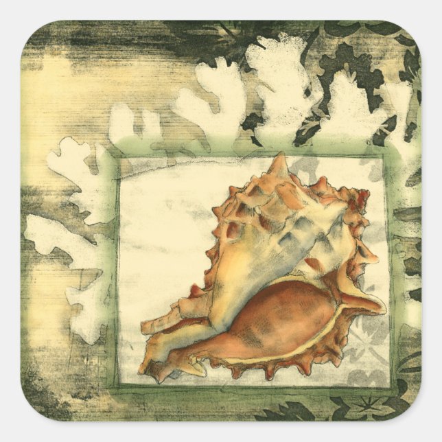 Silhouette Conch Shell Square Sticker (Front)
